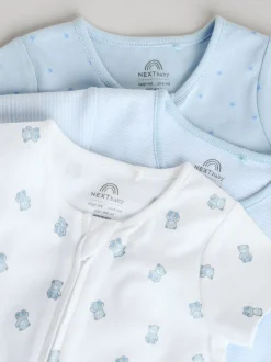 Rompertjes En Tuinbroeken*Next Blauw - Set van 3 babyrompertjes met rits (0 mnd-3 jr)