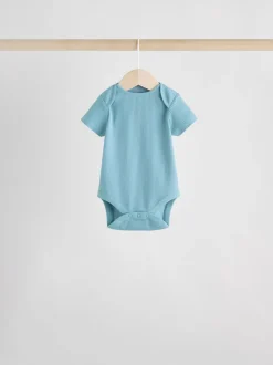 Rompertjes En Hemdjes|Rompertjes En Hemdjes|Next Blauw - Set van 5 babyrompertjes met korte mouwen