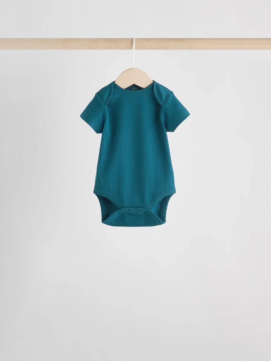 Rompertjes En Hemdjes|Rompertjes En Hemdjes|Next Blauw - Set van 5 babyrompertjes met korte mouwen