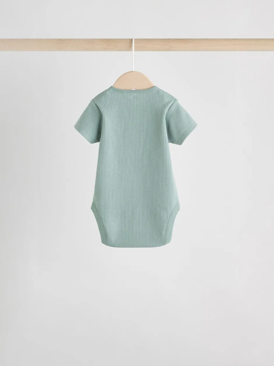 Rompertjes En Hemdjes|Rompertjes En Hemdjes|Next Blauw - Set van 5 babyrompertjes met korte mouwen