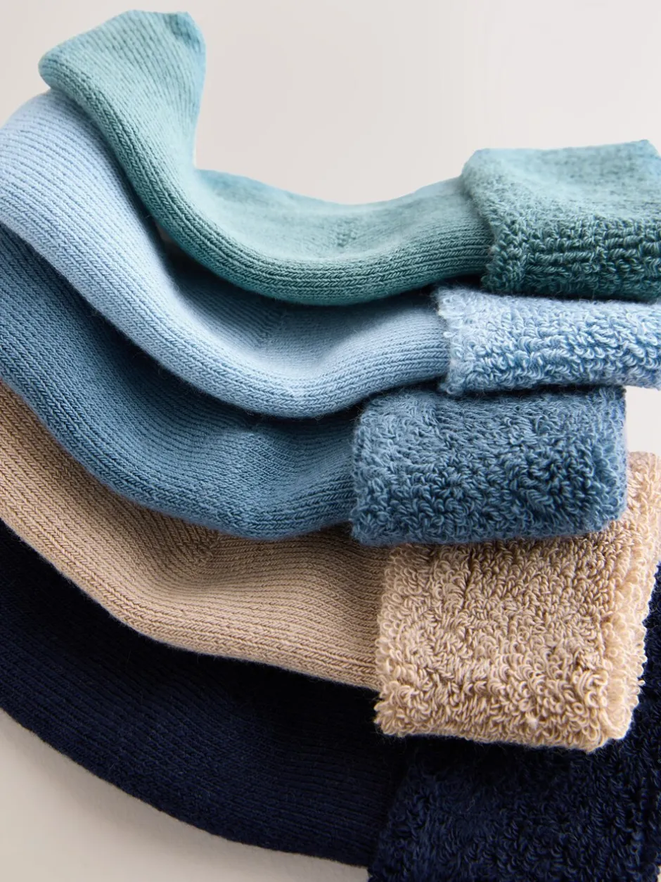 Sokken|Next Blauw - Set van 5 paar Baby Handdoeken Sokken (0mnd-2jr)