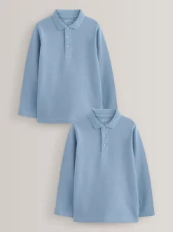 Schoolkleding*Next - Set van 2 poloshirts met lange mouwen (3-16jaar) Blauw