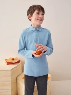 Schoolkleding*Next - Set van 2 poloshirts met lange mouwen (3-16jaar) Blauw