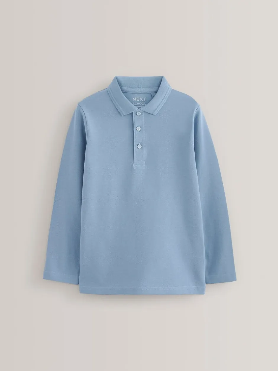 Schoolkleding*Next - Set van 2 poloshirts met lange mouwen (3-16jaar) Blauw
