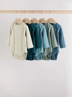 Rompertjes En Hemdjes|Multipacks|Next Blauw - Set van 5 rompers met lange mouwen