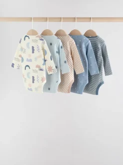 Rompertjes En Hemdjes|Rompertjes En Hemdjes|Next Blauw - Set van 5 rompers met lange mouwen