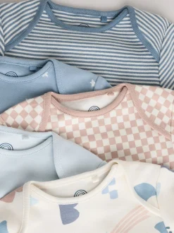 Rompertjes En Hemdjes|Rompertjes En Hemdjes|Next Blauw - Set van 5 rompers met lange mouwen