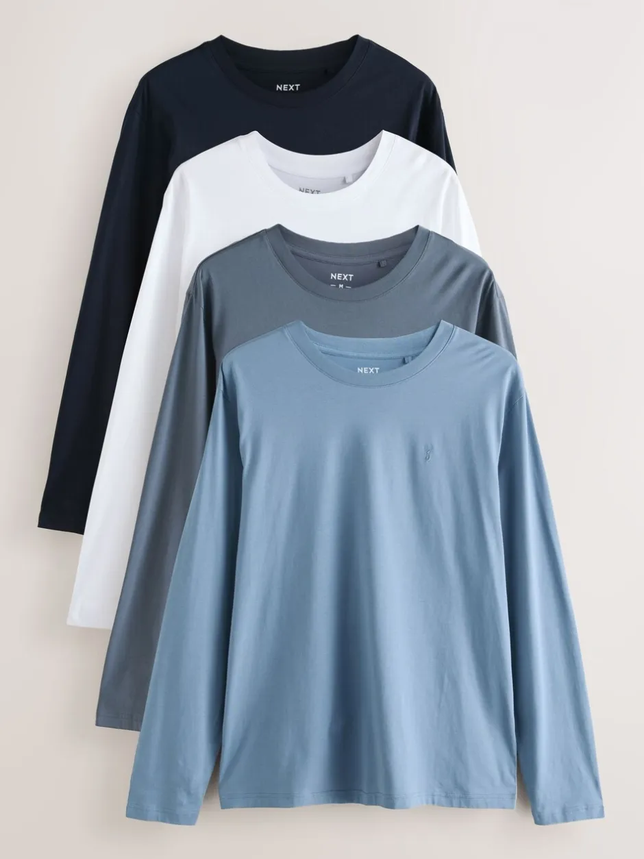 T-Shirts En Hemden|Next - Set van 4 T-shirts met lange mouwen Blauw