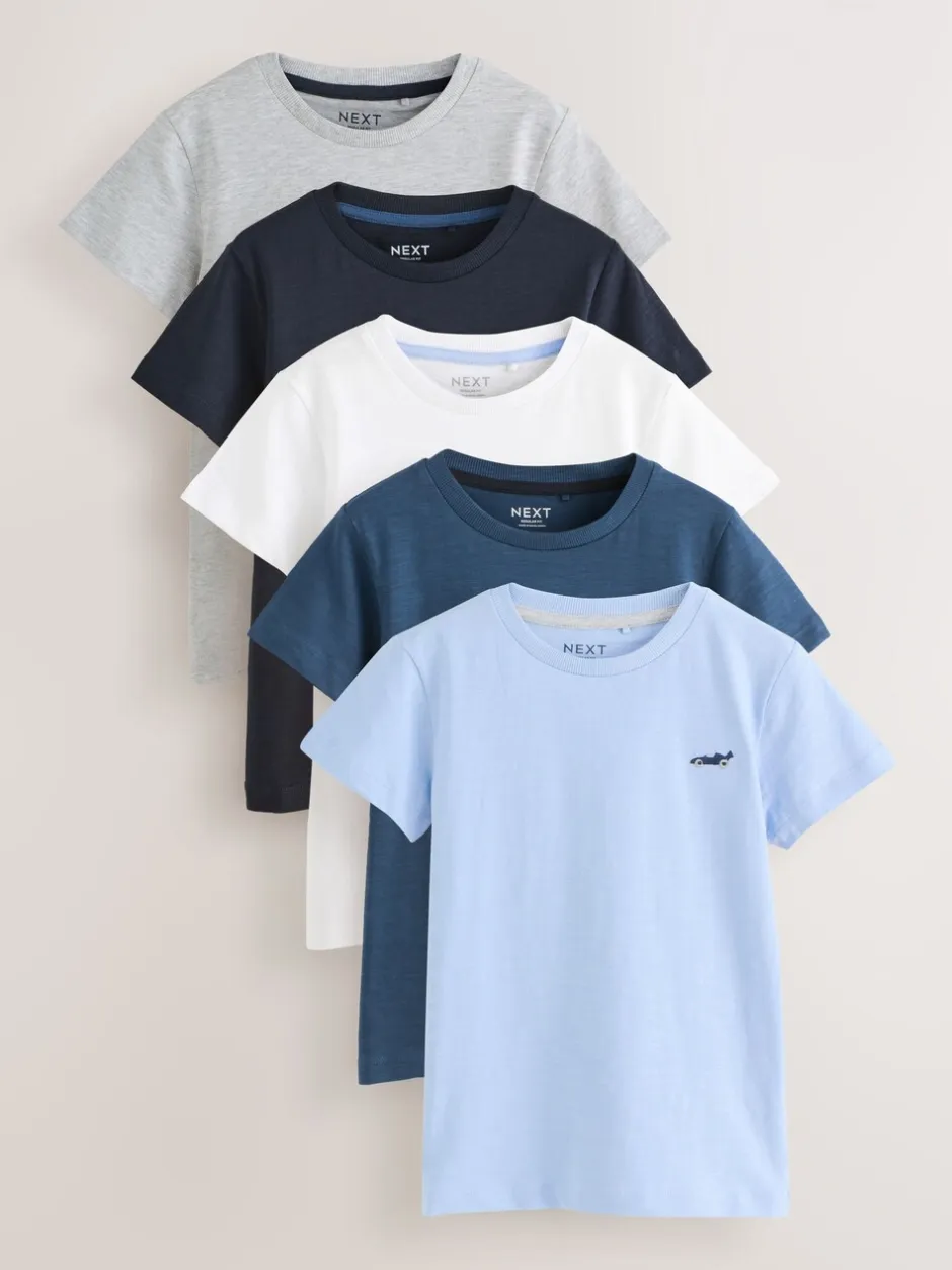 Tops|T-Shirts*Next Blauw - Set van 5 T-shirts met korte mouwen (3mnd-7jr)