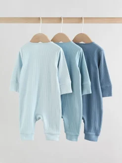Multipacks|Babypakjes En Babypyjama's*Next Blauw - Set van 3 voetloze Baby-pyjama's met tweewegrits (0-3jr)