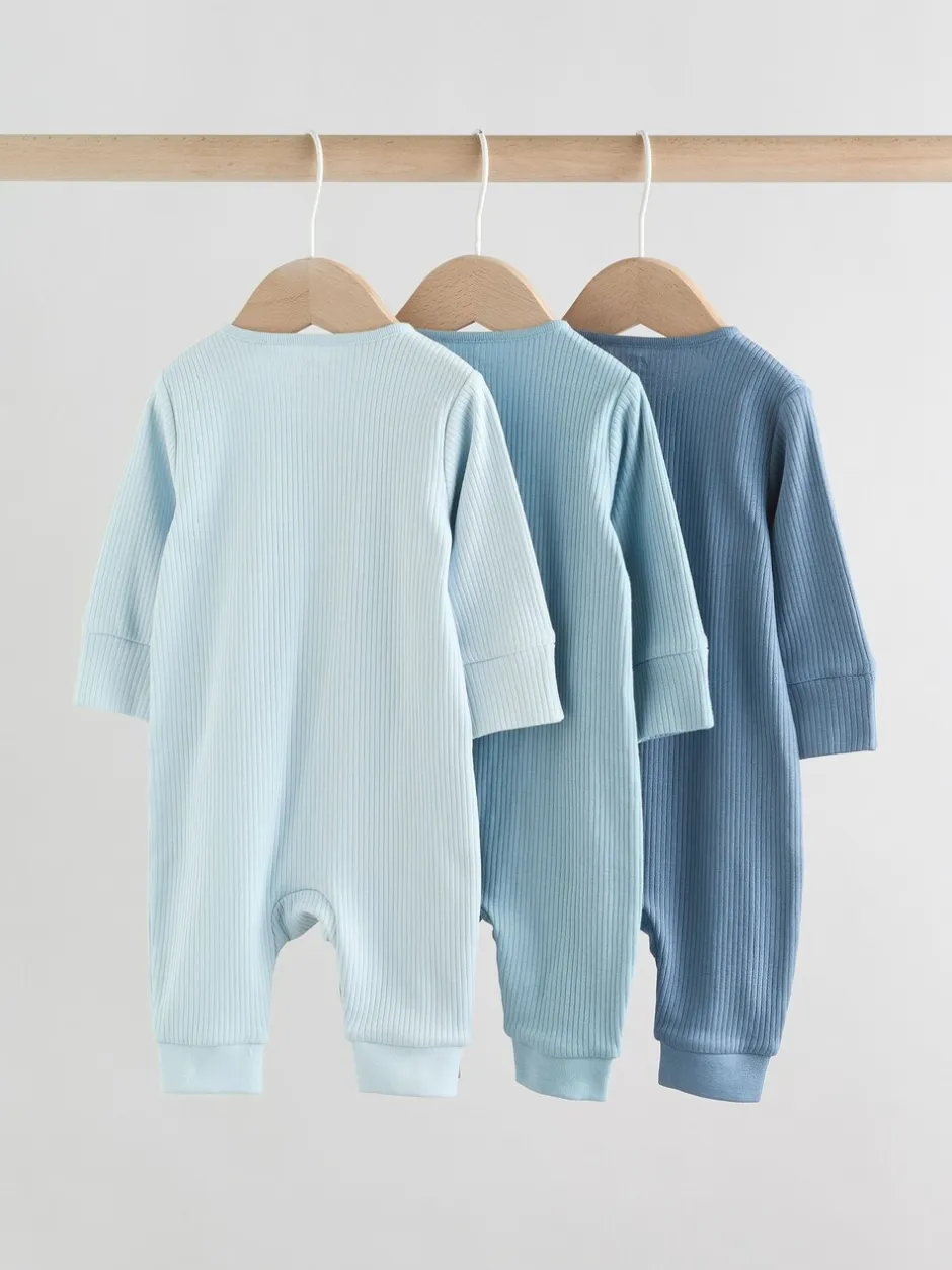 Multipacks|Babypakjes En Babypyjama's*Next Blauw - Set van 3 voetloze Baby-pyjama's met tweewegrits (0-3jr)