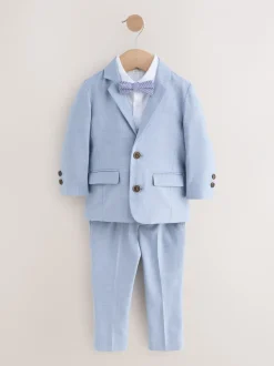 Sets En Combisets|Kostuums En Herenvesten*Next - Set van blazer, overhemd, broek en vlinderstrik (3mnd -9jr) Blauw