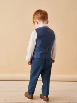 Broeken En Chino's|Kostuums En Herenvesten|Next Blauw - Set van gilet, shirt, broek en vlinderstrikje (3mnd-9jr)