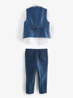 Broeken En Chino's|Kostuums En Herenvesten|Next Blauw - Set van gilet, shirt, broek en vlinderstrikje (3mnd-9jr)