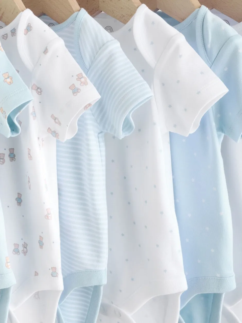 Rompertjes En Hemdjes|Rompertjes En Hemdjes|Next Blauw - Short Sleeve Baby Bear Bodysuit