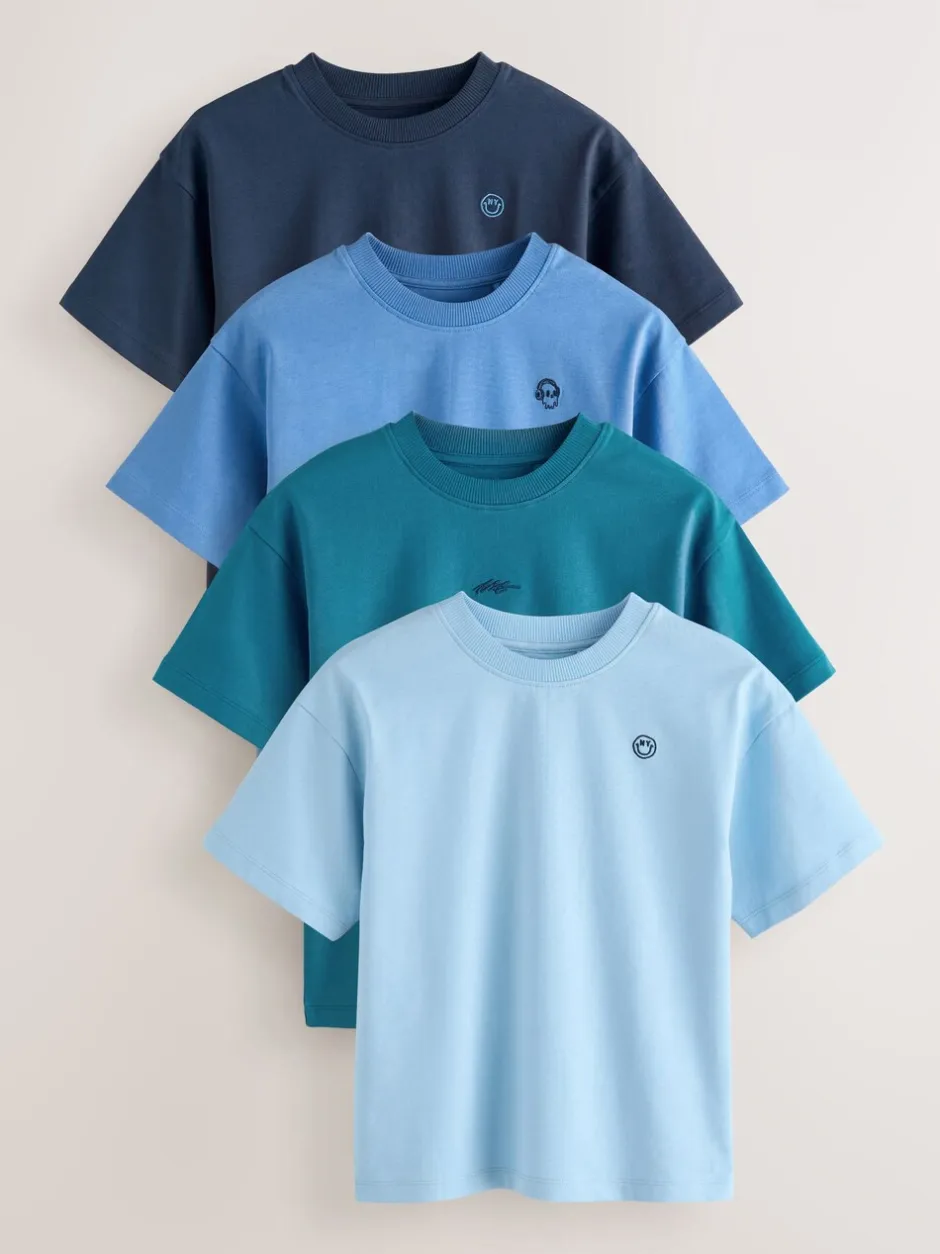 T-Shirts|Tops*Next - Short Sleeve Logo Chest Graphic T-Shirts 4 Pack (3-16yrs) Blauw