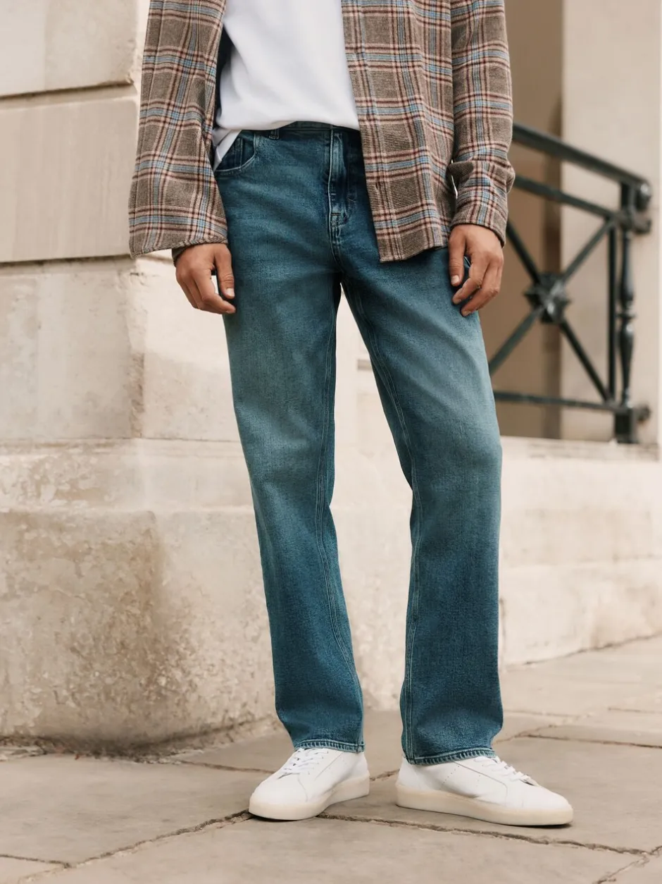 Jeans*Next - Signature geborstelde behaaglijke denim jeans met wol Blauw