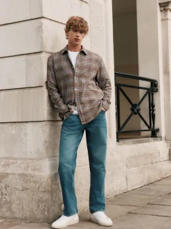 Jeans*Next - Signature geborstelde behaaglijke denim jeans met wol Blauw