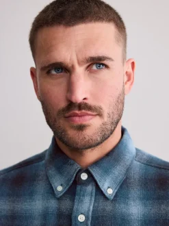 Formele Overhemden|Shirts*Next Blauw - Signature Ruit overhemd met Lange mouwen