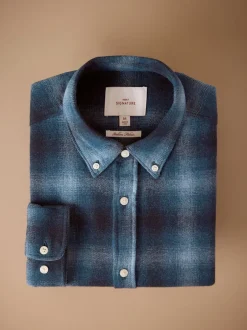 Formele Overhemden|Shirts*Next Blauw - Signature Ruit overhemd met Lange mouwen