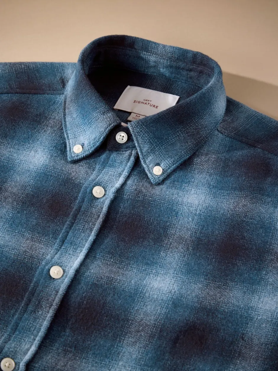 Formele Overhemden|Shirts*Next Blauw - Signature Ruit overhemd met Lange mouwen