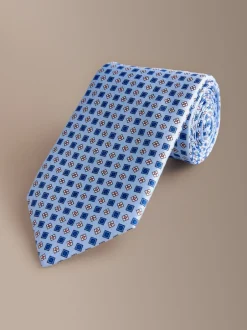 Stropdassen En Pochets*Next Blauw - Signature Silk Italian Geometric Tie