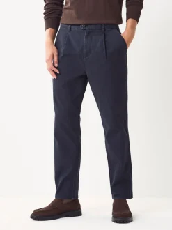 Broeken En Chino's|Next - Single Pleated Stretch Chinos Trousers Blauw