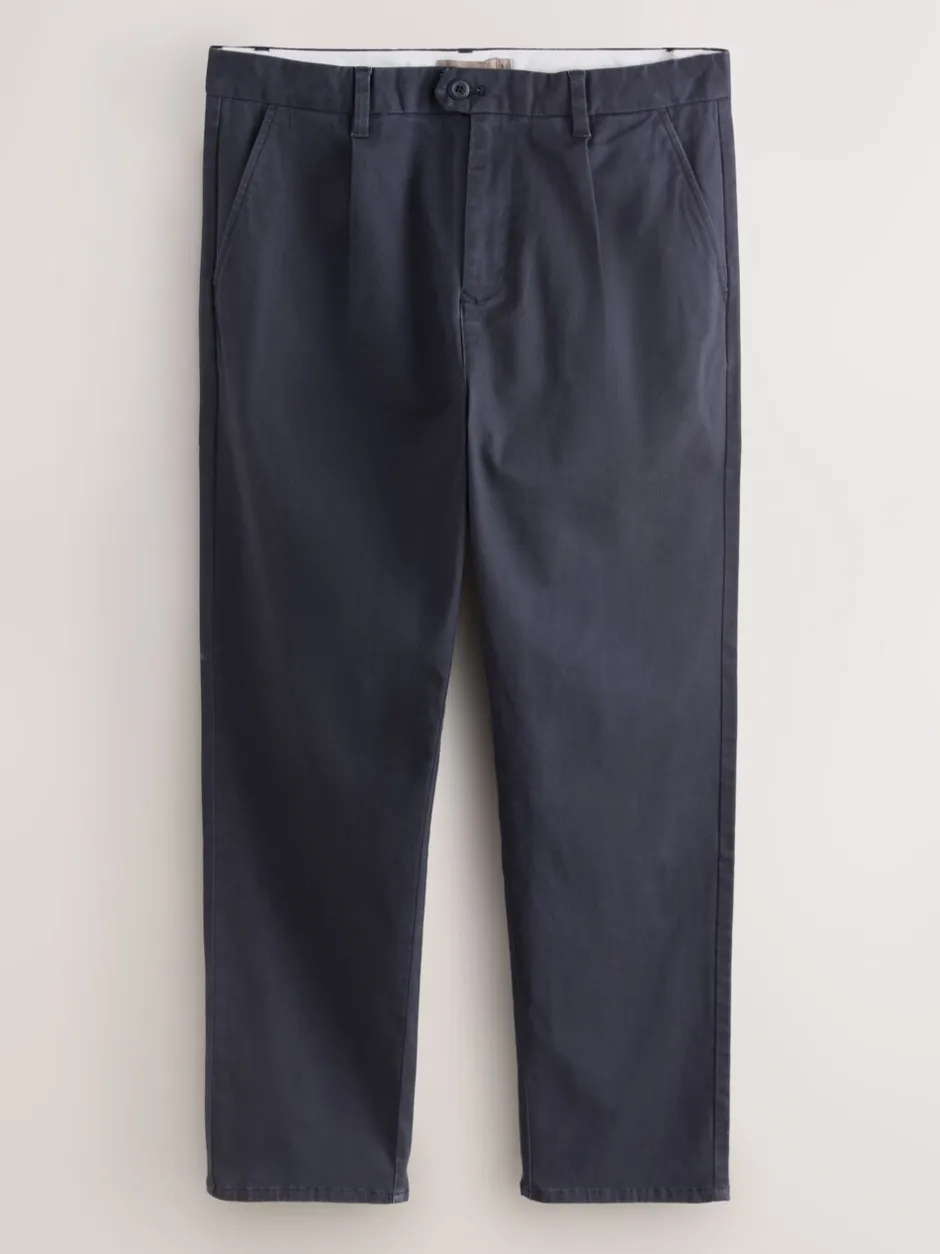 Broeken En Chino's|Next - Single Pleated Stretch Chinos Trousers Blauw