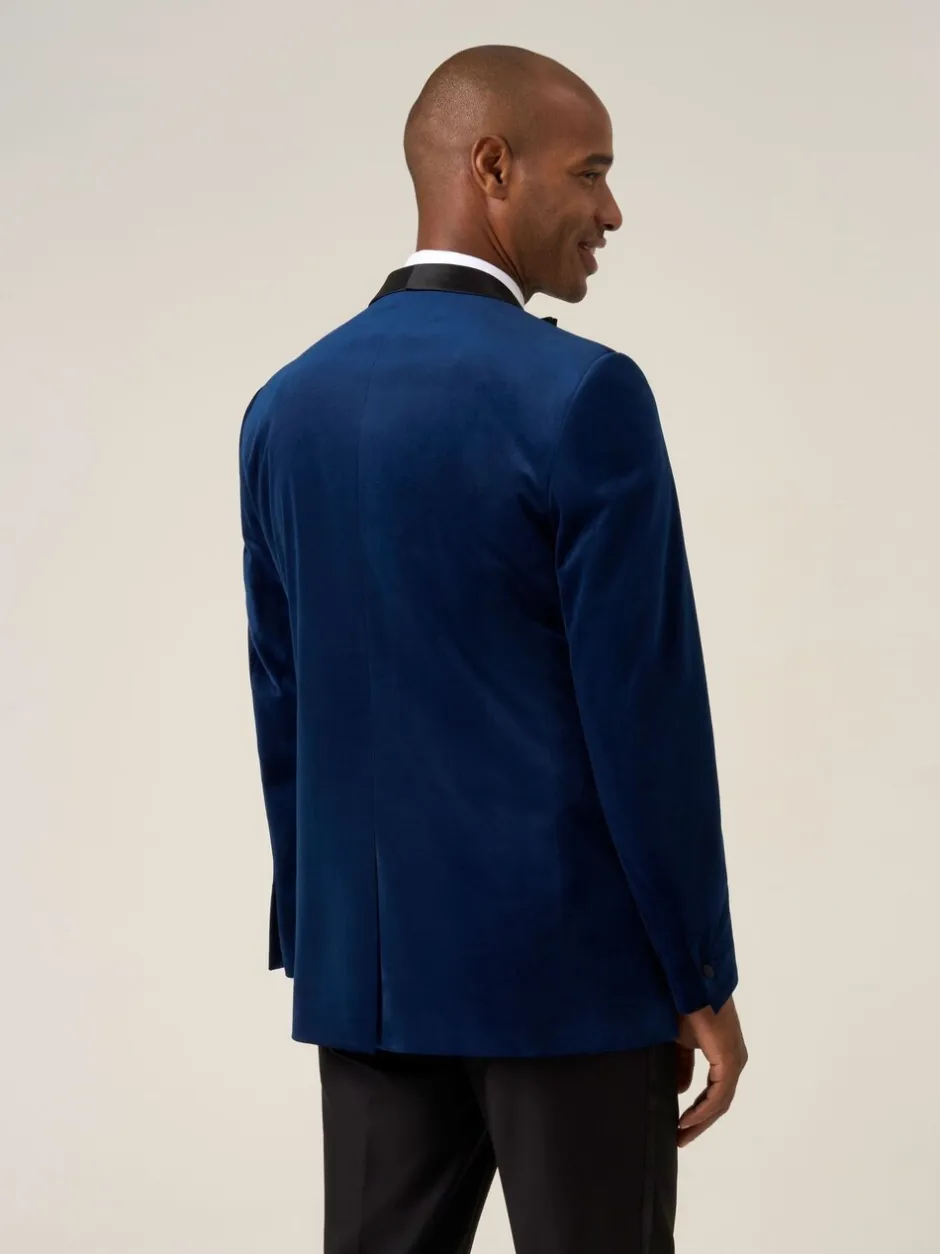 Smokings En Feestkleding*Skopes - Paso Tailored Fit Velvet Jacket Blauw