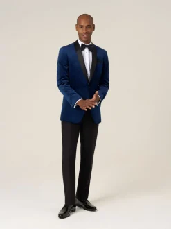 Smokings En Feestkleding*Skopes - Paso Tailored Fit Velvet Jacket Blauw