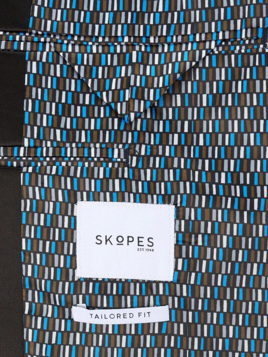 Smokings En Feestkleding*Skopes - Paso Tailored Fit Velvet Jacket Blauw