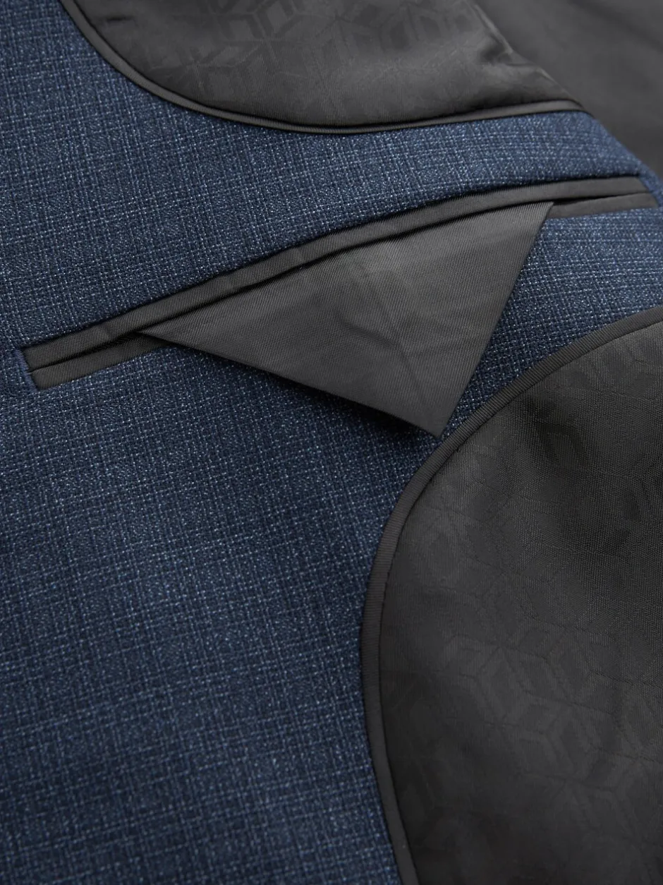 Pakken|Next - Slim Fit - Colbert van wolmix met textuur Blauw