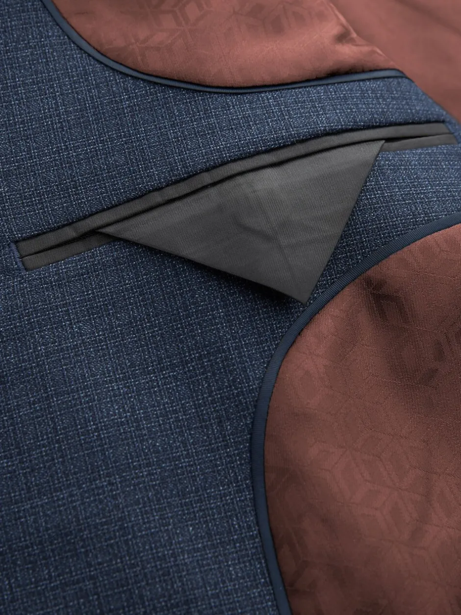 Pakken|Next - Slim Fit - Colbert van wolmix met textuur Blauw