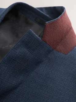 Pakken|Next - Slim Fit - Colbert van wolmix met textuur Blauw