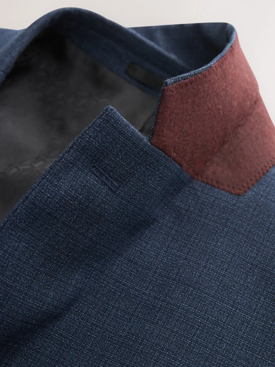 Pakken|Next - Slim Fit - Colbert van wolmix met textuur Blauw