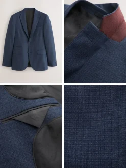 Pakken|Next - Slim Fit - Colbert van wolmix met textuur Blauw