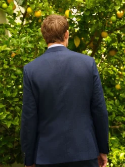 Pakken|Next - Slim Fit - Colbert van wolmix met textuur Blauw