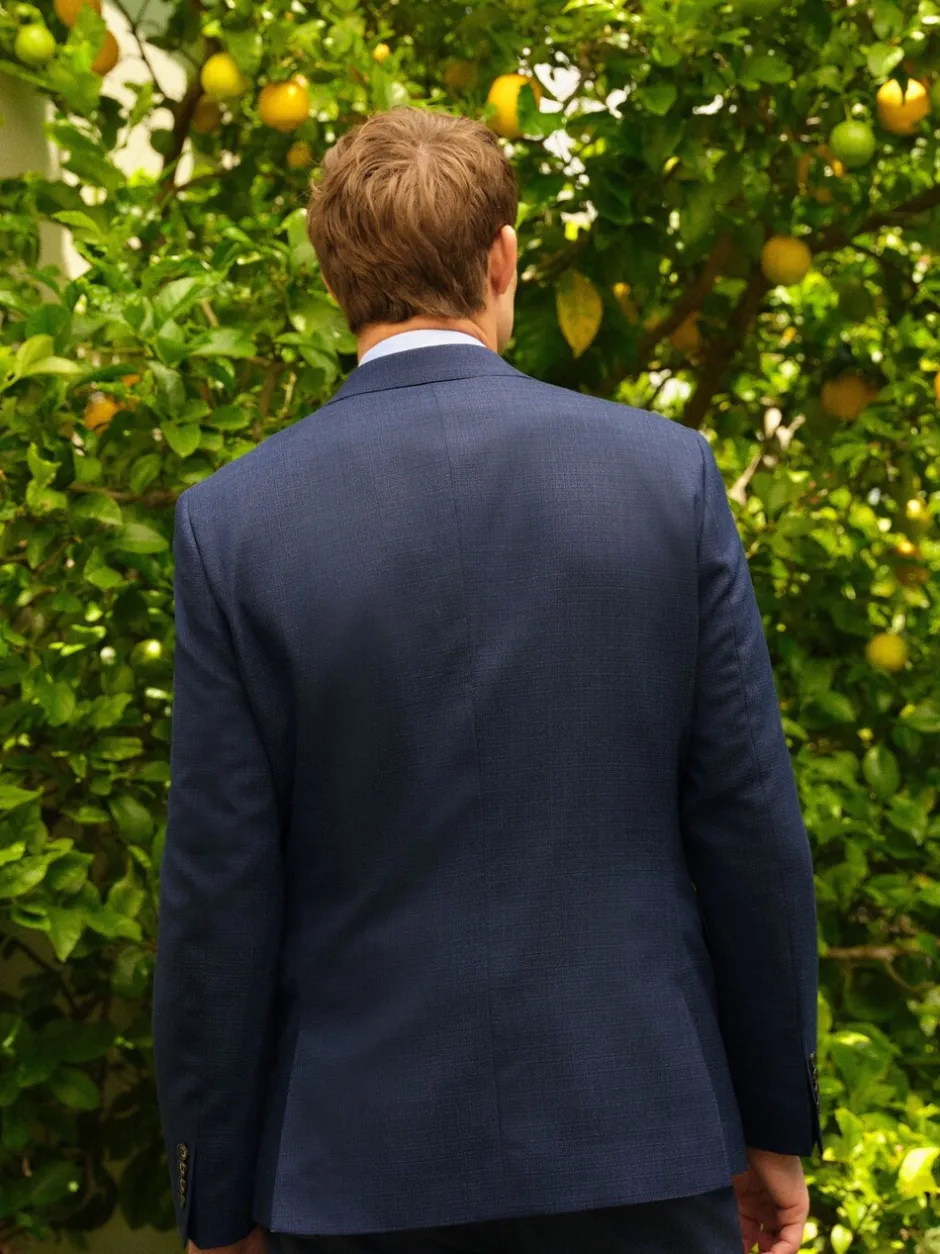 Pakken|Next - Slim Fit - Colbert van wolmix met textuur Blauw