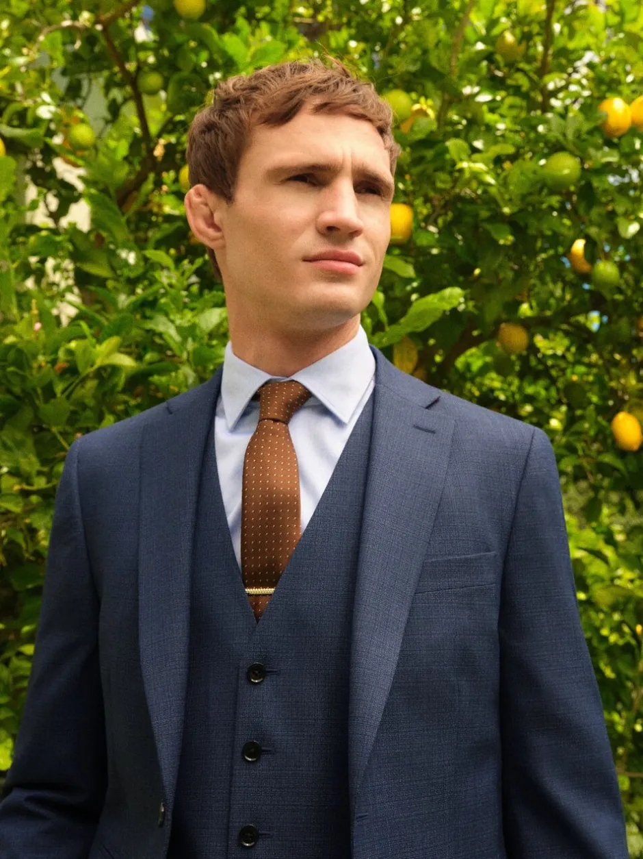Pakken|Next - Slim Fit - Colbert van wolmix met textuur Blauw