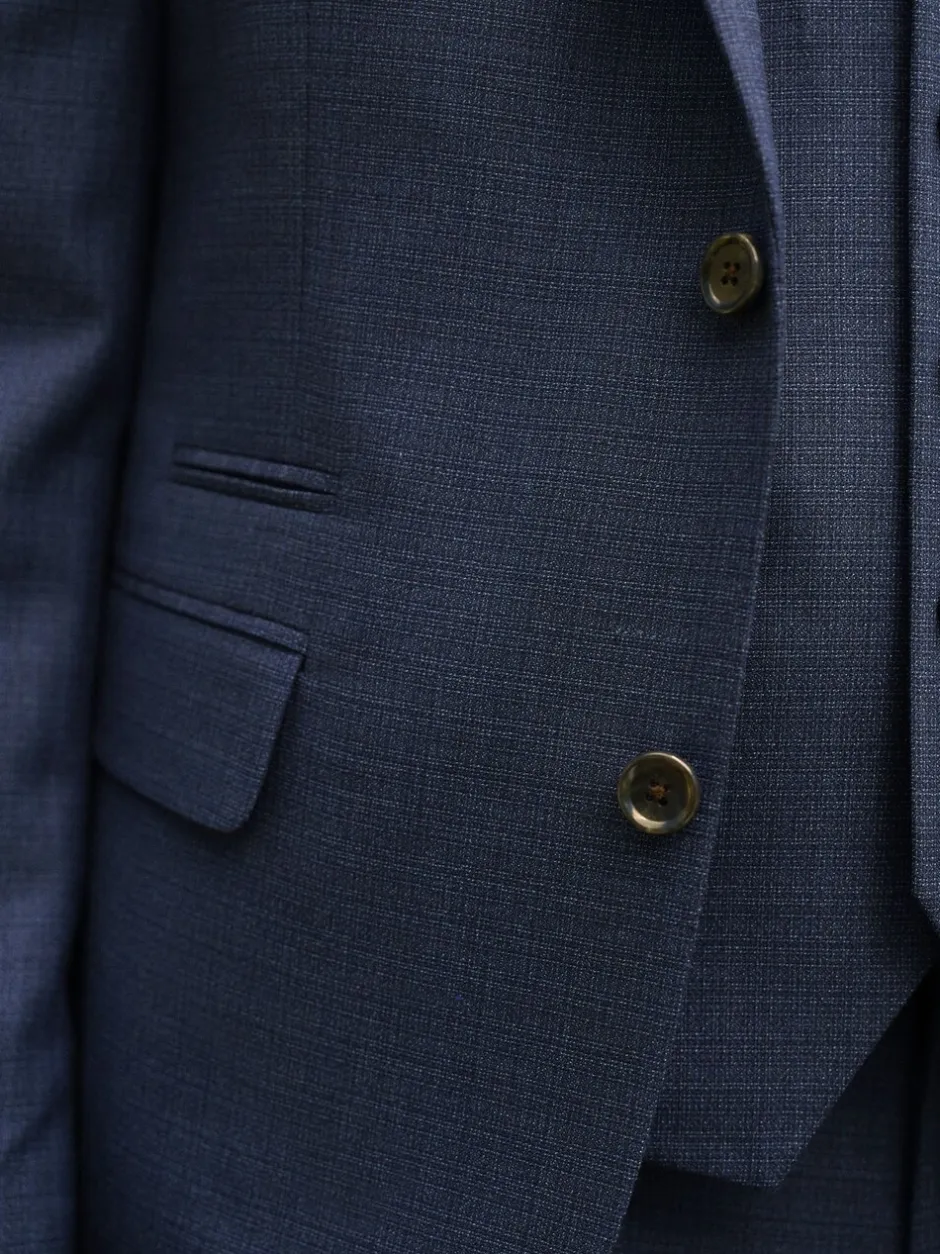 Pakken|Next - Slim Fit - Colbert van wolmix met textuur Blauw