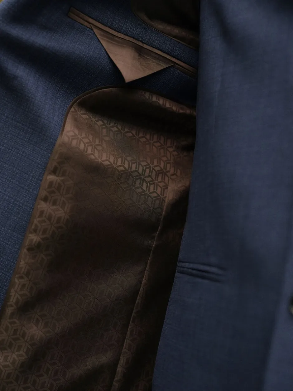 Pakken|Next - Slim Fit - Colbert van wolmix met textuur Blauw