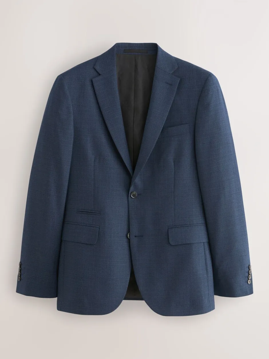 Pakken|Next - Slim Fit - Colbert van wolmix met textuur Blauw