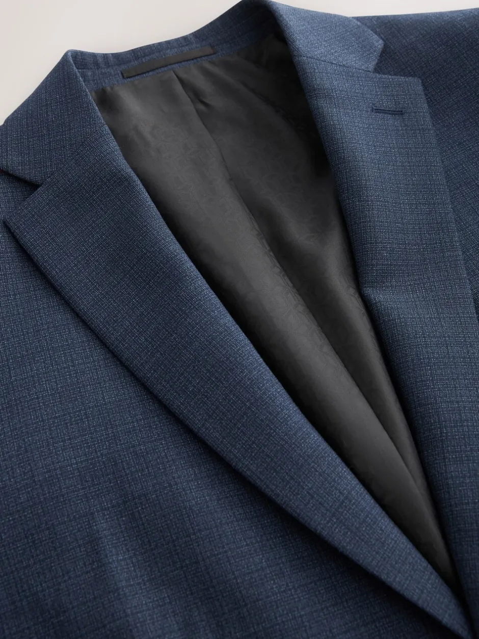 Pakken|Next - Slim Fit - Colbert van wolmix met textuur Blauw