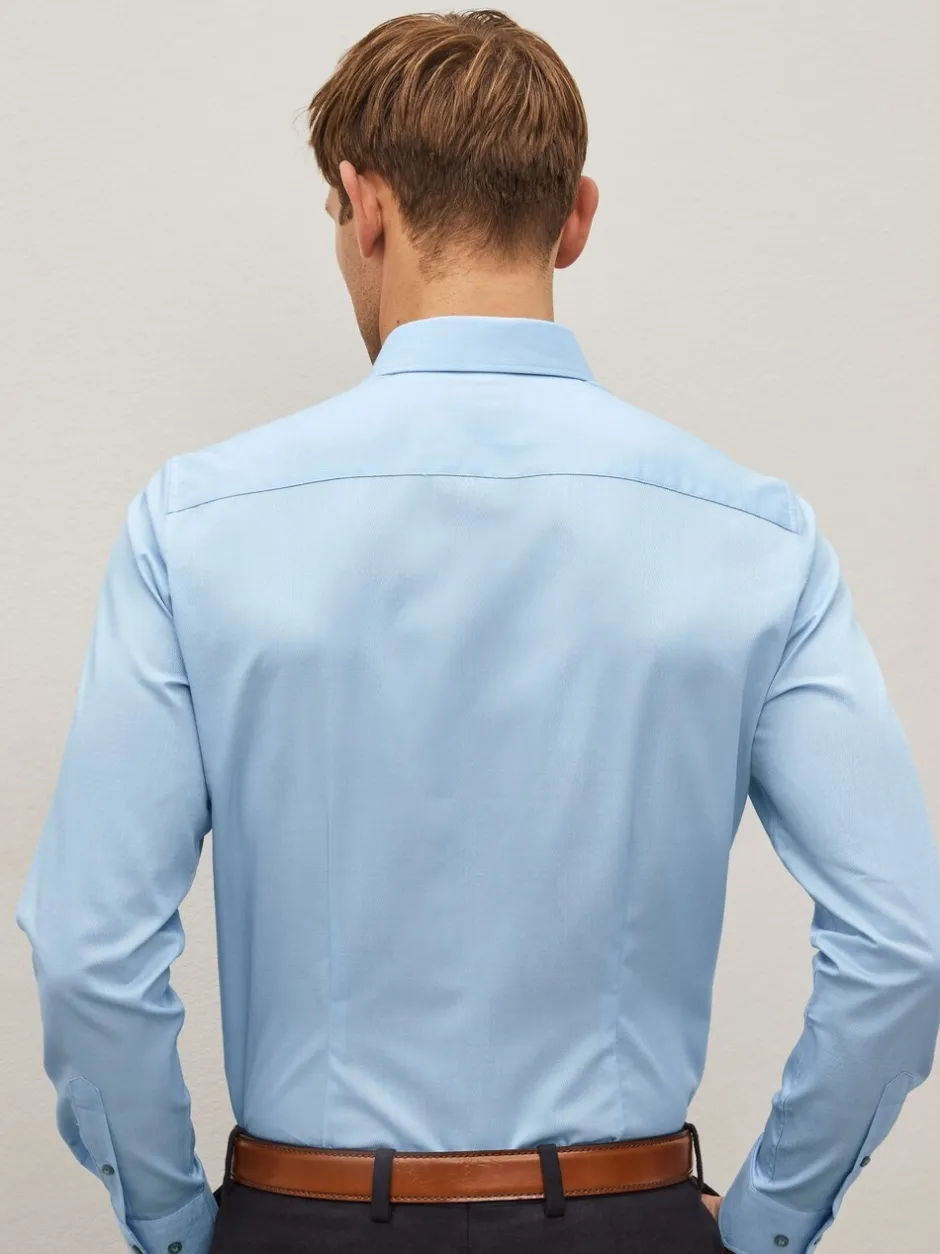 Formele Overhemden|Shirts*Next Blauw - Slim Fit - Onderhoudsvriendelijk, getextureerd, slim fit overhemd met enkele manchet