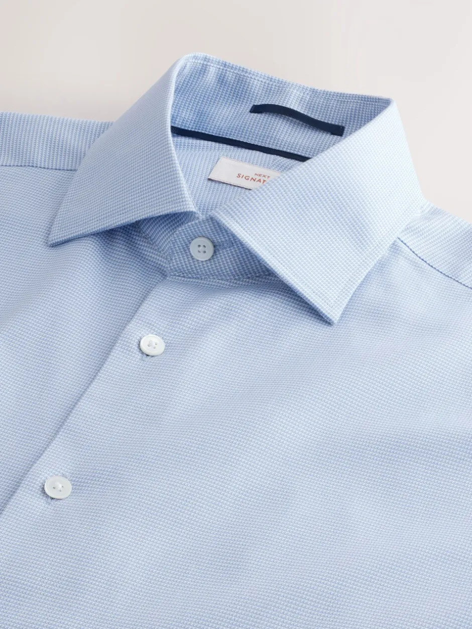 Formele Overhemden*Next - Slim Fit - Signature 100% katoenen overhemd met textuur Blauw