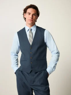 Vesten|Next Blauw - Slim fit gestructureerd flanellen Pakgilet
