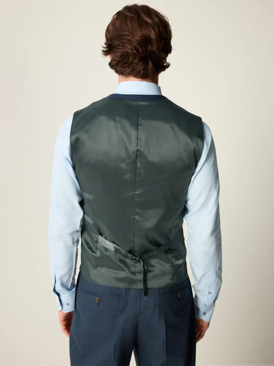 Vesten|Next Blauw - Slim fit gestructureerd flanellen Pakgilet