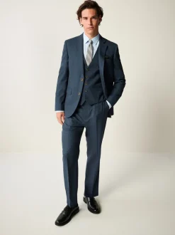 Vesten|Next Blauw - Slim fit gestructureerd flanellen Pakgilet