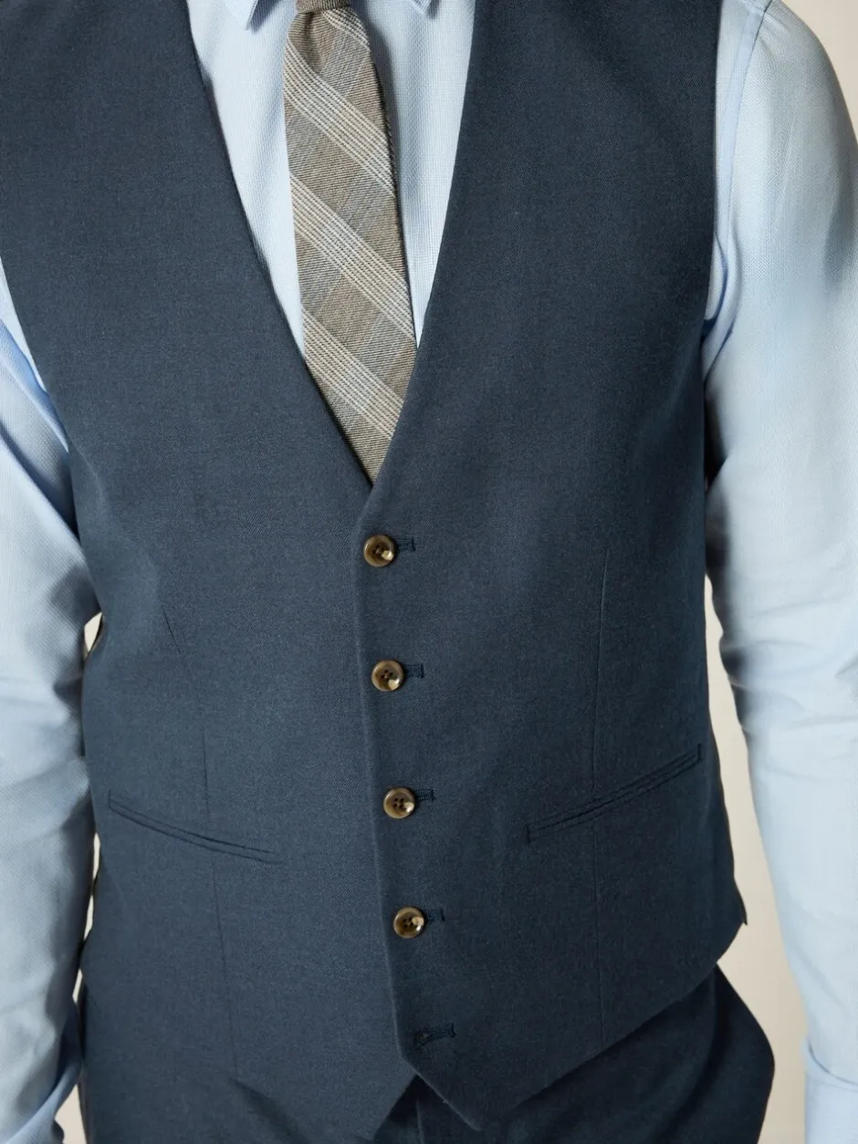 Vesten|Next Blauw - Slim fit gestructureerd flanellen Pakgilet