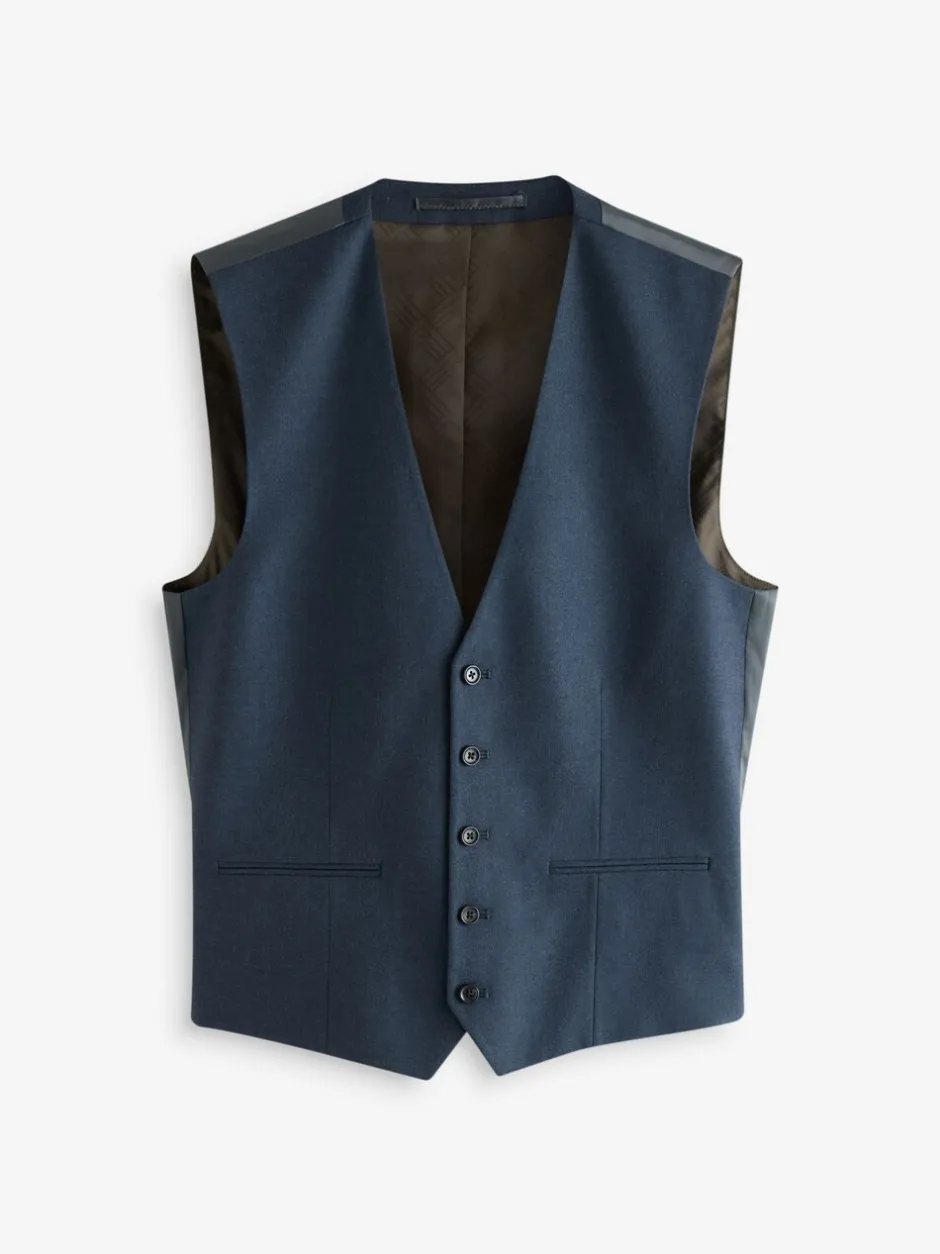 Vesten|Next Blauw - Slim fit gestructureerd flanellen Pakgilet